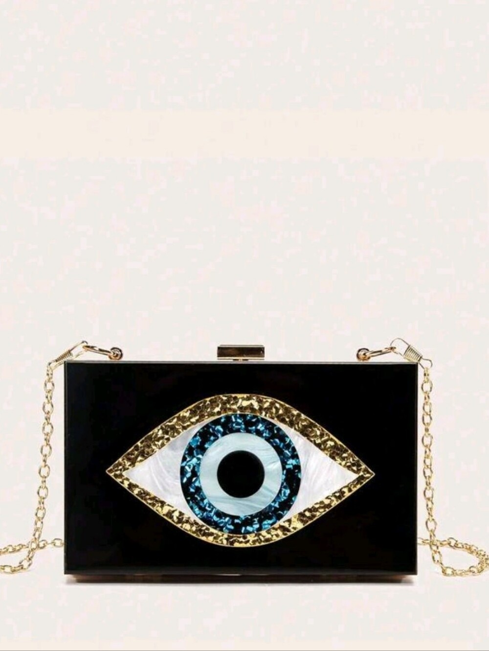 🆕️Black Evil Eye Box Clutch with Gold Chain